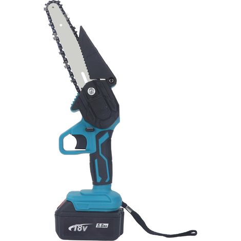 Mini tronçonneuse électrique sans fil à batterie, 15 cm (6 pouces), avec chaîne de 7,6 cm (3 pouces) pour la coupe de branches, prise UE 100-240 V (1/5)
