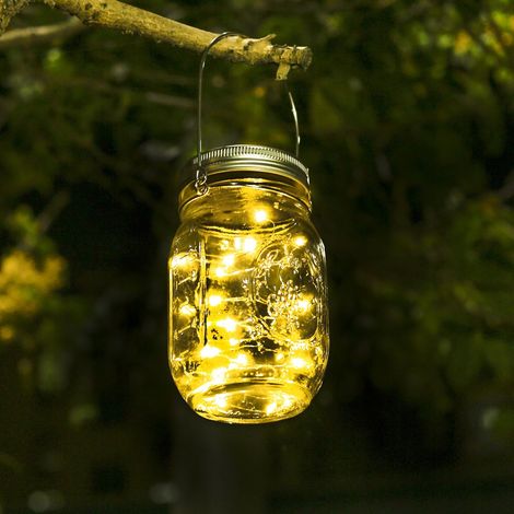 Lampe Solaire Pour Bocal À Confiture - Lampe À Led Solaire Avec Capteur De Luminosité Pour Jardin Terrasse Patio Allée Et Garage - 1 Pièce (1/5)