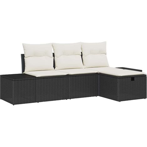 Sofa Set with Cushion 4 pcs Poly Rattan vidaXL