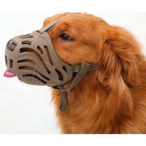 (Brun, L) Museliere pour Chien, Muselière en Silicone Souple Contre Les Morsures, Les Aboiements et Les Mâchonnements, Design Respirant, Adaptée au Dressage des Grands Chiens Agressifs (1/5)