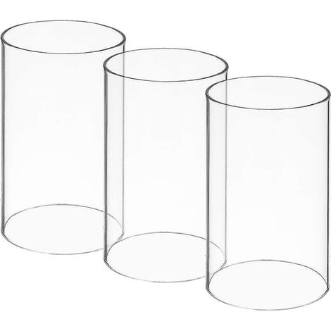 Lot de 3 bougeoirs cylindriques en verre transparent coupe-vent, lanternes ouvertes avec abat-jour (1/4)