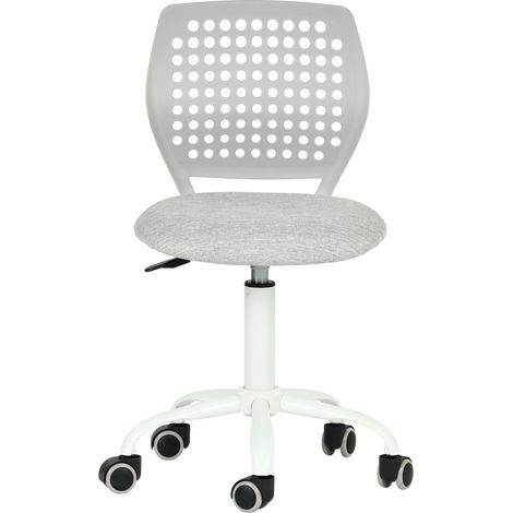 FurnitureR Schreibtischstuhl Höhenverstellbar Drehstuhl mit Rollen Ergonomischer Lernstuhl Atmungsaktive Rückenlehne Gepolsterter Sitz Bürostuhl für Kinder Jugendliche Home Office, Hellgrau (1/5)