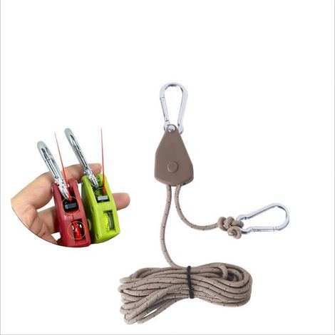Tendeur de corde avec poulie, 4 pièces, diamètre de corde 4 mm, longueur totale 4 m, tendeur de corde pour usage extérieur, poulie pour cordes de tente, poulie (1/5)