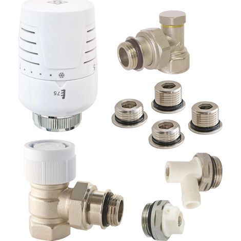 Heizset, Thermostatkopf T302, Winkelgehäuse, 12/17 15/21 Adapter, Heizkörper (1/5)
