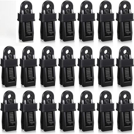 Pinces de tente - 20 pièces - Clips de bâche - PP - Clip d'auvent - Clip de tente - Pinces crocodile - Convient pour les piscines, auvents, auvents de camping-car, housses de voiture, tentes extérieur (1/5)