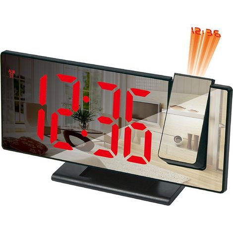 Reloj Proyector LED - Proyector Giratorio 180° para Techo - Regulador de Brillo de 3 Niveles - Pantalla LED Roja - Reloj Despertador Digital con Función Snooze - Unidad (1/5)