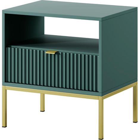 Comodino: 1 cassetto, labrador, oro, 54 x 56 x 39 cm, maniglie dorate (1/5)