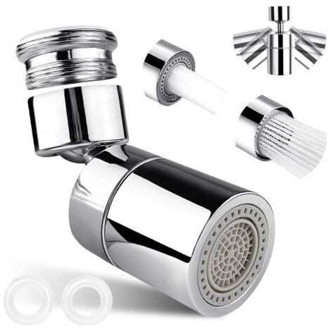 Aérateur de robinet d'évier, filtre, économiseur d'eau à double fonction (1 pièce) Aérateur à 360 degrés économiseur d'eau pivotant pour robinet cuisine/salle de bain (1/5)