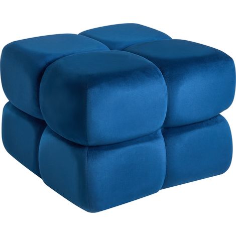 Puf moderno cuadrado decorativo dormitorio sala de estar reposapiés terciopelo azul marino Caliente
