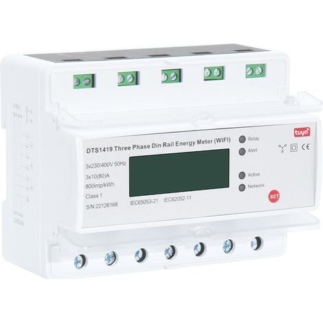 Compteur d'électricité intelligent, compteur d'électricité prépayé à distance via Wi-Fi, compteur triphasé multifonctionnel sur rail, écran LCD pour application Tuya, gestion de l'énergie numérique (1/2)