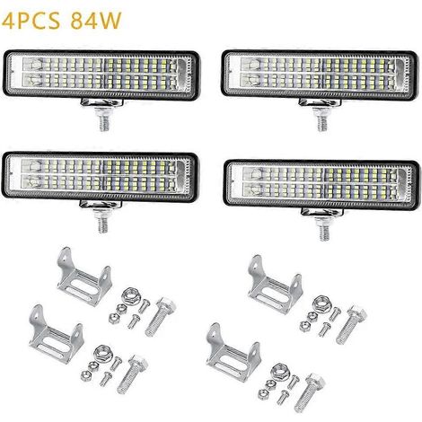 Barre lumineuse LED de travail 12V-24V pour voiture, projecteurs longue portée, feux de brouillard, 84W, 4 pièces (1/5)