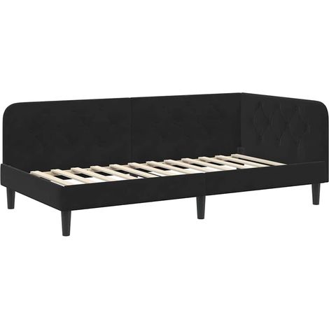 Maison Exclusive - Cornice del letto ad angolo Nero 90 x 200 cm Velluto