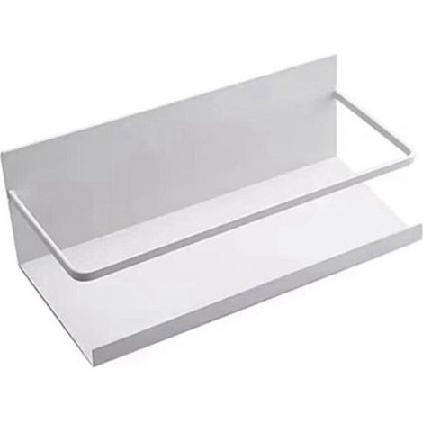 Étagère magnétique à adsorption pour épices et condiments, gain de place, compatible réfrigérateur et micro-ondes, étagère plate en métal blanc (1/5)