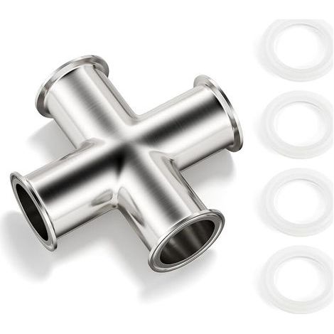 Collier de serrage à 4 voies adapté à un tube de 1-1/2" de diamètre extérieur Raccord sanitaire en acier inoxydable 304 Tri-clamp de 1,5" Bride à ferrule de 50,5 mm (1/5)