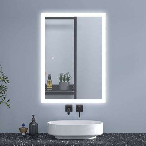 SKY Bathroom Anti-Fog LED Mirror with Shaver Socket and 2 USB Ports ,Dimmable 3 Colour,Wall-Mounted IP44 Mirror with Memory Function-50x70cm (1/5)