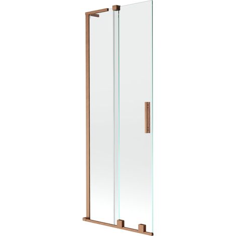 Mexen Velar L Badewannen-Faltwand, 2-flügelig, verschiebbar 75 x 150 cm, transparent, gebürstetes Kupfer - 896-075-003-01-65 (1/5)
