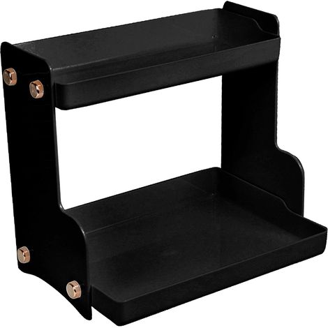 Doppelstöckiges Kosmetikregal, stabil und elegant für Büro, Wohnzimmer oder Schlafzimmer, Schwarz (1/5)