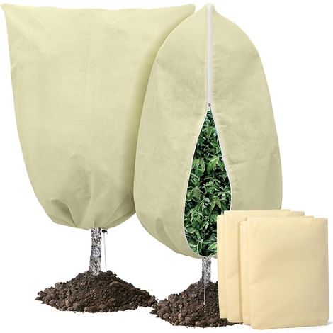Housses de protection contre le gel pour plantes, 120 cm (largeur) x 180 cm (hauteur), grands sacs pour arbres, protection hivernale, 60 g/m², couvertures antigel pour arbustes et plantes d'extérieur, (1/5)