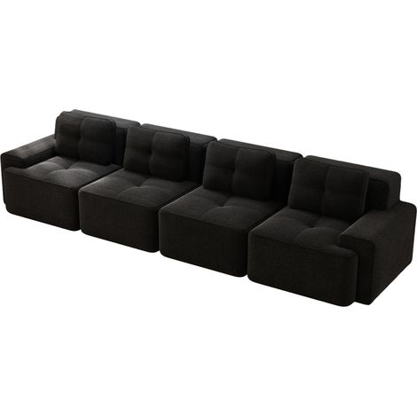Sofá modular de 4 plazas en pana negra HOMVRA (1/5)