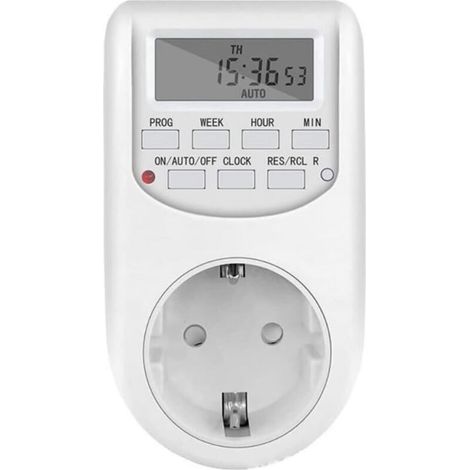 Minuterie de Cuisine Numérique Programmable - Timer 24H avec Magnet et Prise - pour Four, Lampes ou Machine à Laver (1/3)