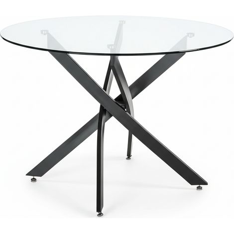 Tavolo Pranzo Rotondo Vetro 100 cm Cucina Soggiorno Moderno Design
