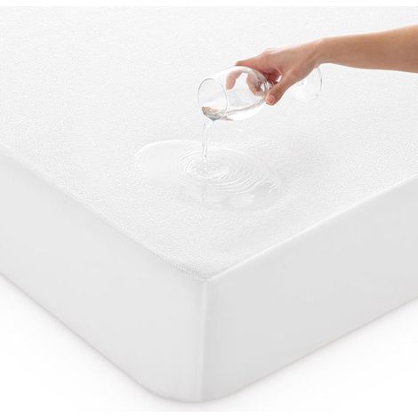 Protège-Matelas Réglable En Tissu Éponge Imperméable Et Respirant Pour Lit De 160X190/200Cm,Blanc[CA34] (1/5)