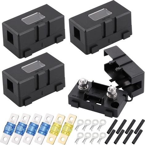 4Pcs Midi Fuse Holders with 60A, 10A, 120A and 8 Terminals, Fuse Box for Cars, Trucks and Vehicles, Style B (1/5)