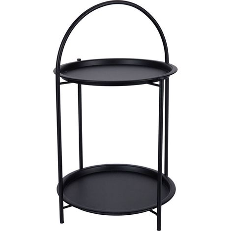 Table d'appoint en métal noir design moderne 40x66 cm