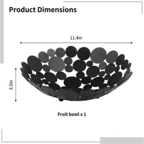 Coupe À Fruits - Métal Fer - Design Ajouré Rond - Pour Cuisine Et Salle À Manger - 29 X 9 Cm - 1 Pièce (1/5)