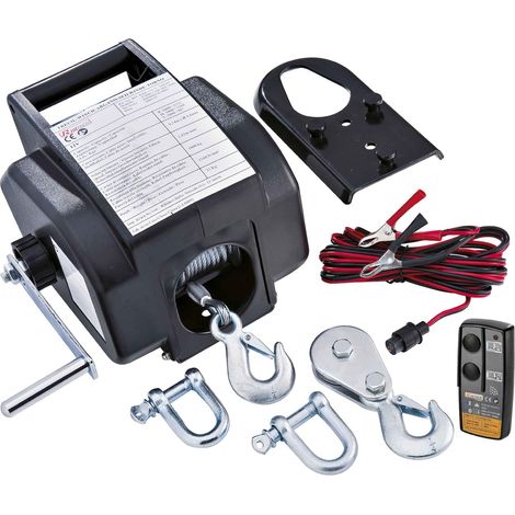Ribimex Verricello Elettrico Telecomandato da 5 Tonnellate, 12 V, Marcia Avanti e Retromarcia, Ideale per Traino di Carichi Statici e su Ruote, Kit di Installazione per Rimorchio Incluso - PE12V/T1 (1/4)