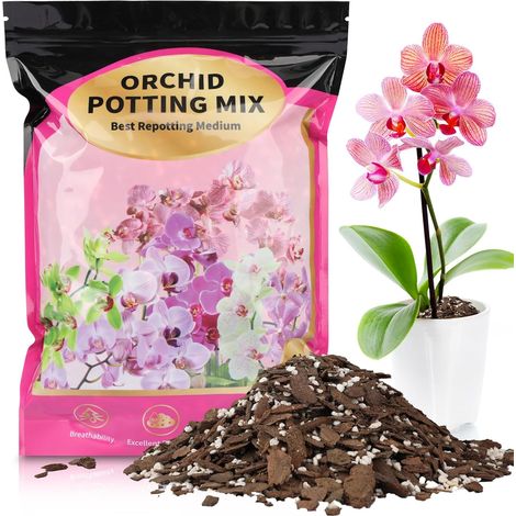 Substrat pour Orchidées 1L - Mélange d'Écorce et Perlite - Drainage Amélioré, Aération Optimale et Ventilation des Racines pour Rempotage (1/5)