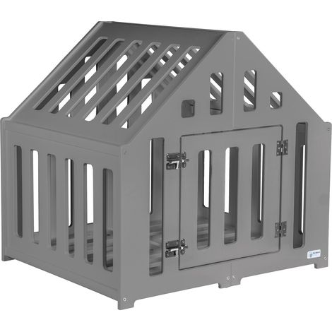Cage en bois pour chien 85 x 70 x 80 cm - Grande niche/enclos pour chien, graphite (1/5)