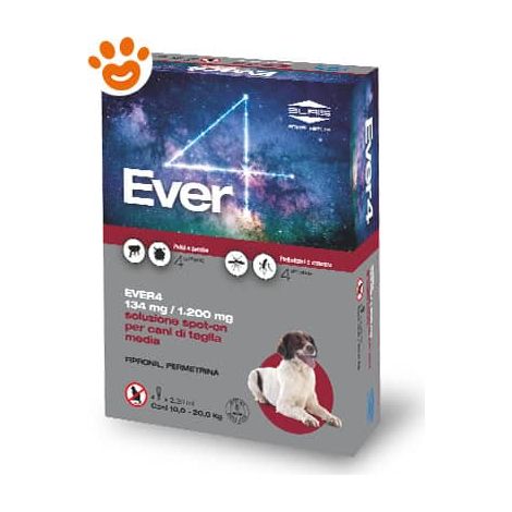 Slais Dog Ever 4 per Cani di Taglia Media (10-20 kg) - Confezione 4 Pipette - Antiparassitari CANE