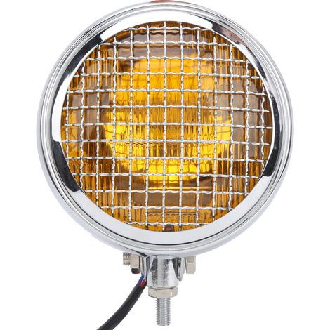 Phare avant moto rétro 12V 4300K avec grille métallique, lampe de projecteur universelle pour customisation (1/5)