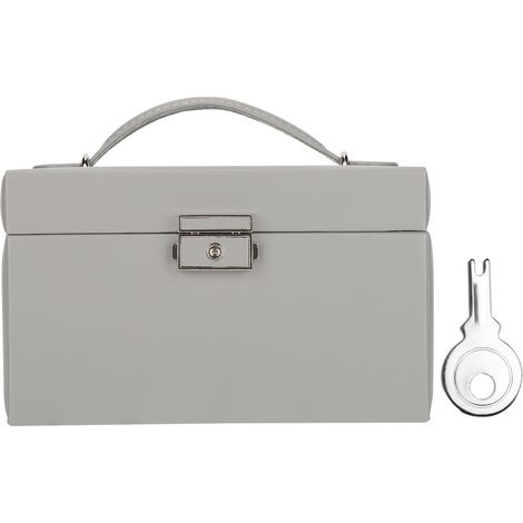 Coffret de rangement bijoux 3 étages en PU gris, organiseur colliers bagues boucles d'oreilles, boîte à bijoux multi-compartiments (1/5)