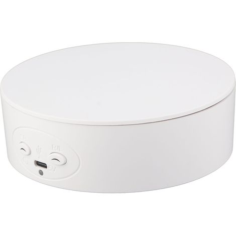 Présentoir rotatif à 360°, capacité de charge maximale 3 kg, plateau tournant électrique pour bouteilles de vin, cosmétiques et montres, blanc (1/5)