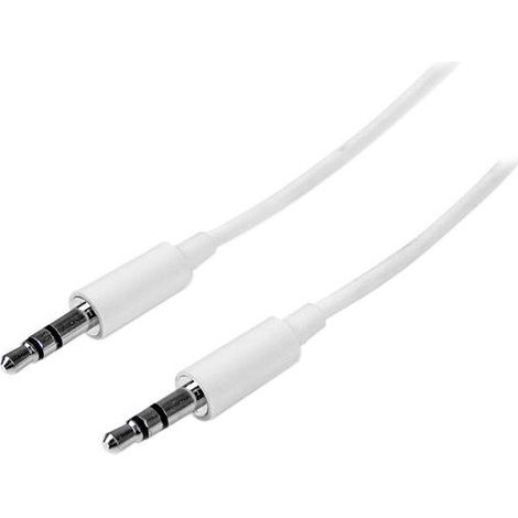 StarTech.com Cable 1m 1 metro Slim Delgado de Audio Estéreo Mini Jack Plug 3,5mm - Blanco - Macho a Macho (1/5)