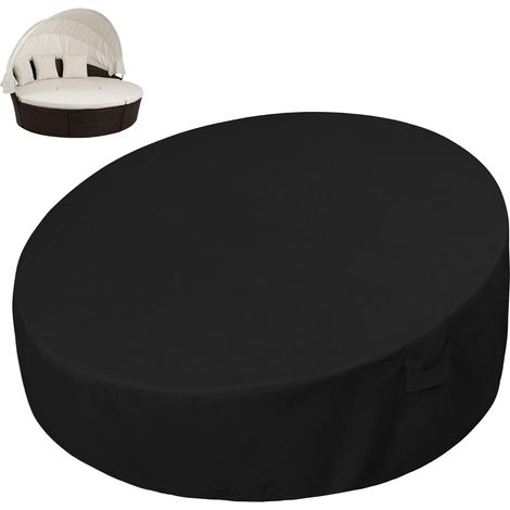 Housse de canapé-lit d'extérieur, protection UV, ronde, 75 pouces, imperméable, avec ventilation, diamètre 190 cm x hauteur 90 cm/50 cm (1/5)