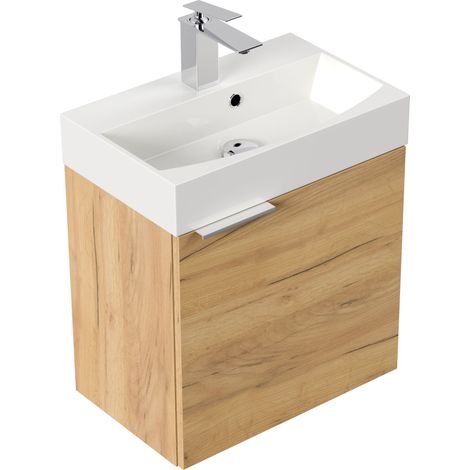 Gäste WC Badmöbel Kubus Slimline 50cm SoftClose eiche gold