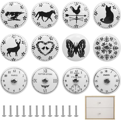 Bouton de Tiroir Ceramique Meuble Porcelaine Vintage, Boutons de Meubles pour Placards de Cuisine, Poignée D'armoire de Cuisine, Boutons pour Armoires et Tiroirs (12) (1/5)