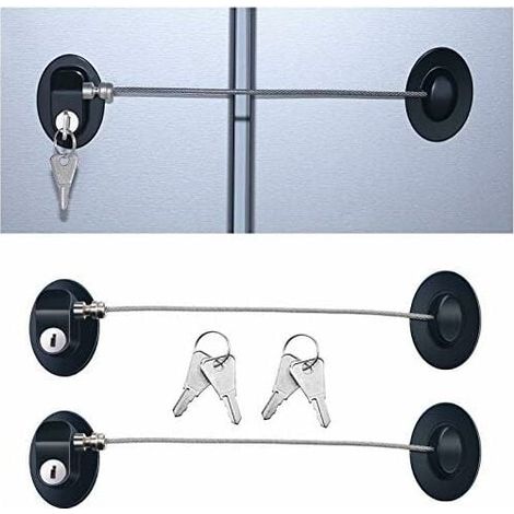 Serrure De Porte De Réfrigérateur - Serrure De Sécurité Pour Enfants Avec Clé - Pour Armoire Tiroir Fenêtre Imprimante Boîte À Outils - Noir - Lot De 3