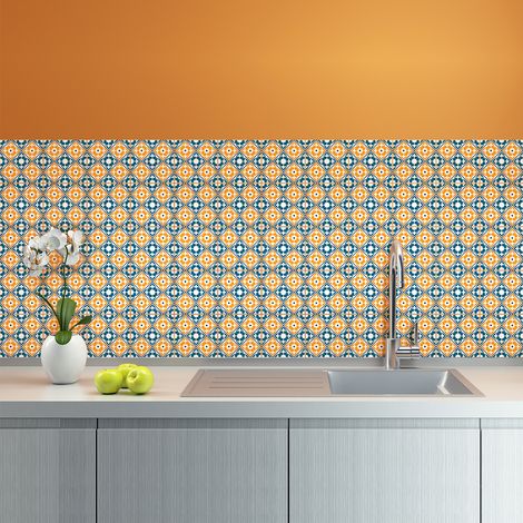 Sticker Mural Carrelage adhésif Cuisine Salle de Bain - 24 STICKERS CARREAUX DE CIMENT AZULEJOS ARTI - 24stickers15x15cm (1/5)
