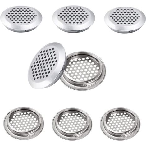 30 grilles de ventilation rondes inférieures, 35 mm treillis rond en acier inoxydable, pour cuisines, armoires de salle de bain et placards (1/5)