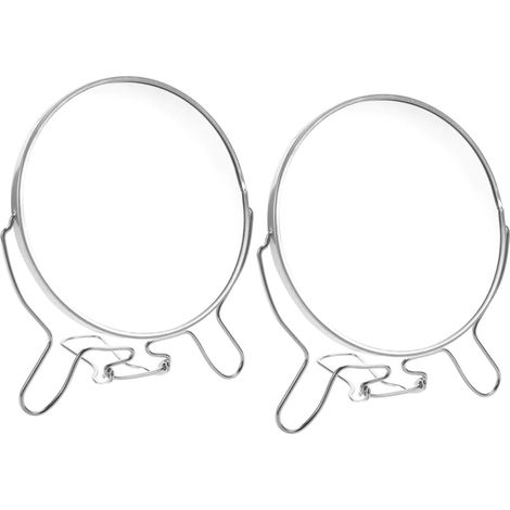 2pièces Miroir de Maquillage Double Face Ronde Pivotant avec Côté et Grossissant pour Coiffeuse ou Table pour Chambre (1/5)