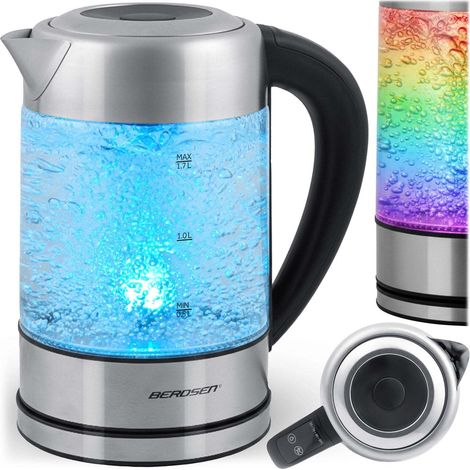 Elektrischer Wasserkocher aus Glas, Temperaturregelung, 1,7 l, 2200 W
