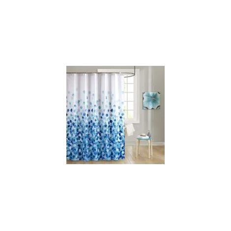 Wasserdichter und schimmelresistenter Duschvorhang aus Polyester, waschbar, mit 12 Ringen, 180 x 180 cm, blau (1/5)