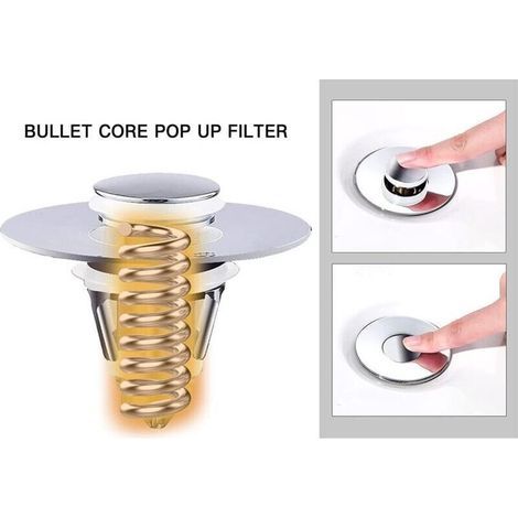 Universal Basin Waste Plug, Improved Drain Plug, Pull Type Sink Waste Plug, for Bathtub, Kitchen, Washbasin (32-42mm Drain)
