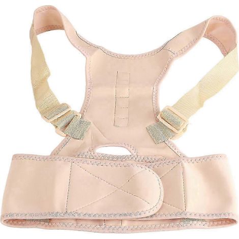 (Beige L) Ceinture de soutien magnétique pour épaules et dos d'adulte, correcteur de posture pour homme, orthèse de modelage du dos voûté (1/5)