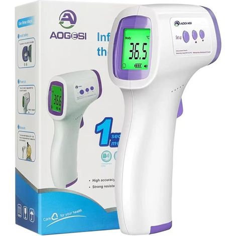 bébé thermomètre frontal numérique objet deux en un, mesure du corps rétroéclairage tricolore mode ℃ et ℉ sans contact avec écran LCD, alarme de fièvre, 32 jeux de mémoire Pas de batterie (1/5)