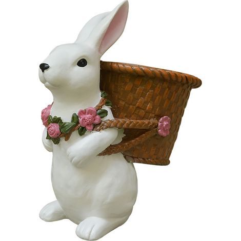 Pot de Fleur Lapin Décoratif pour Jardin Extérieur, Décoration de Cour